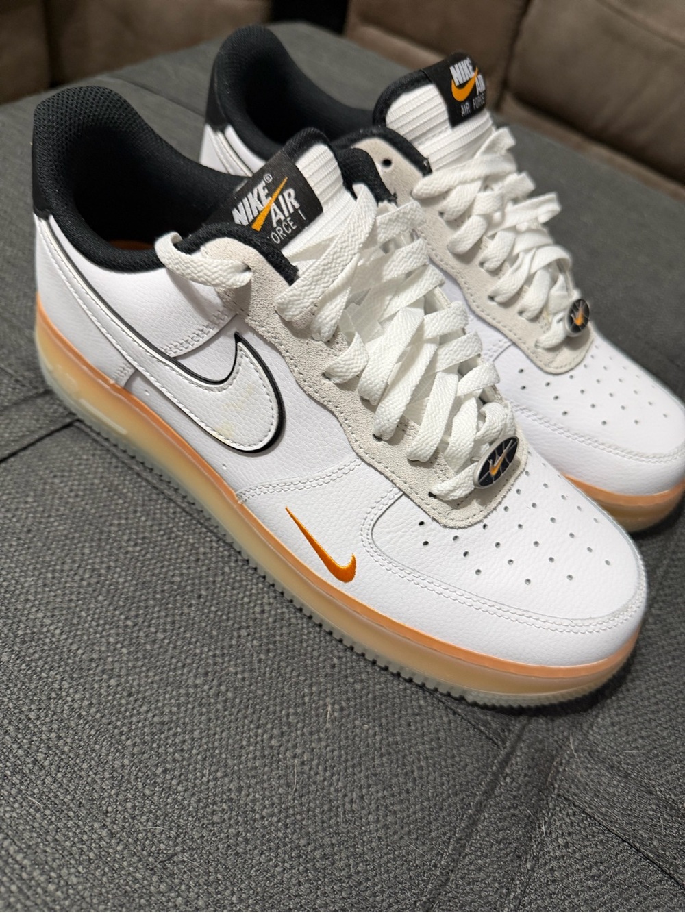 Nike Men's White Sneakers with Orange Accents